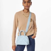 Louis Vuitton LV Women Alma BB Handbag Blue Quilted Embroidered Smooth Calf (3)