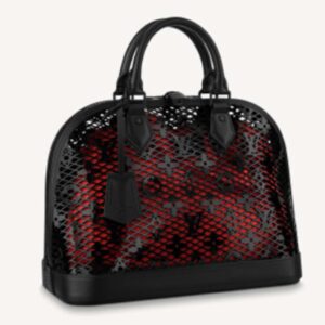 Louis Vuitton LV Women Alma PM Handbag Black Patent Calfskin Cowhide Leather