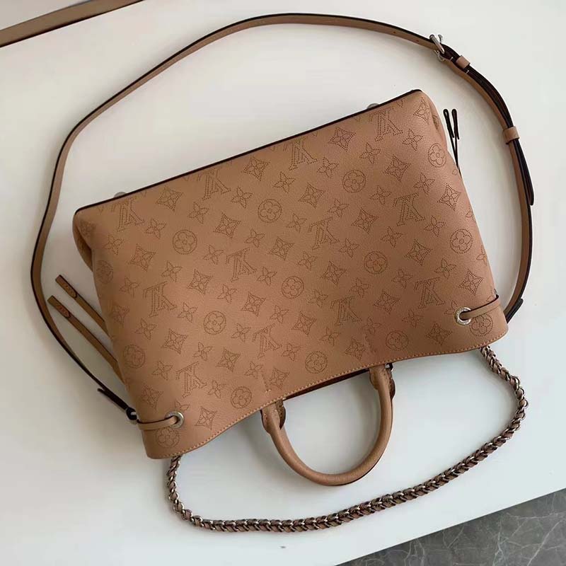 Louis Vuitton Crème Beige and Brown Mahina Perforated Calfskin