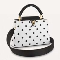 Louis Vuitton LV Women Capucines BB Black White Calfskin Cowhide Leather