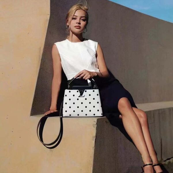 Louis Vuitton LV Women Capucines BB Black White Calfskin Cowhide Leather (7)