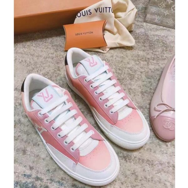 Louis Vuitton LV Women Charlie sneaker Rose Clair Pink Recycled Rubber LV Initials (5)