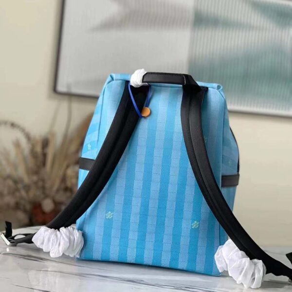 Louis Vuitton LV Women Discovery Backpack Gradient Blue Damier Stripes Coated Canvas (4)