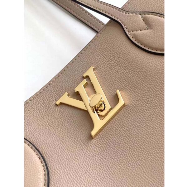 Louis Vuitton LV Women Lockme Shopper Beige Greige Grained Calf Leather (1)