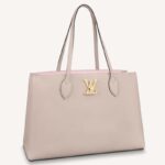 Louis Vuitton LV Lockme Shopper Dam Beige Grå Kornat Kalvskinn