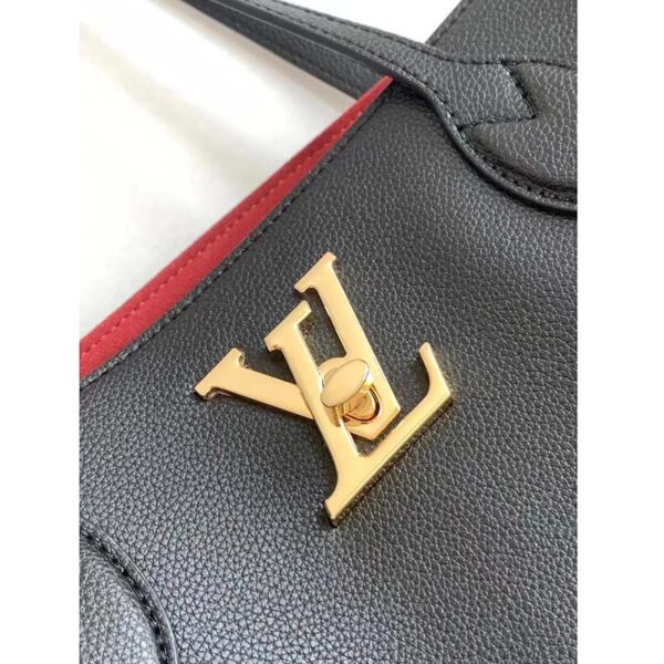 Louis Vuitton LV Women Lockme Shopper Black Grained Calf Leather (1)
