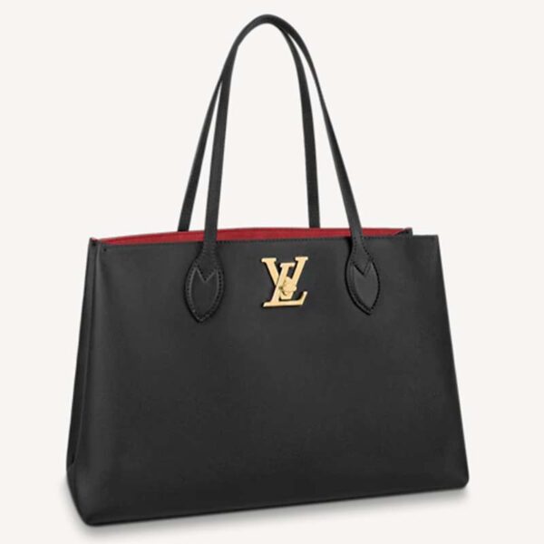 Louis Vuitton LV Women Lockme Shopper Black Grained Calf Leather (12)