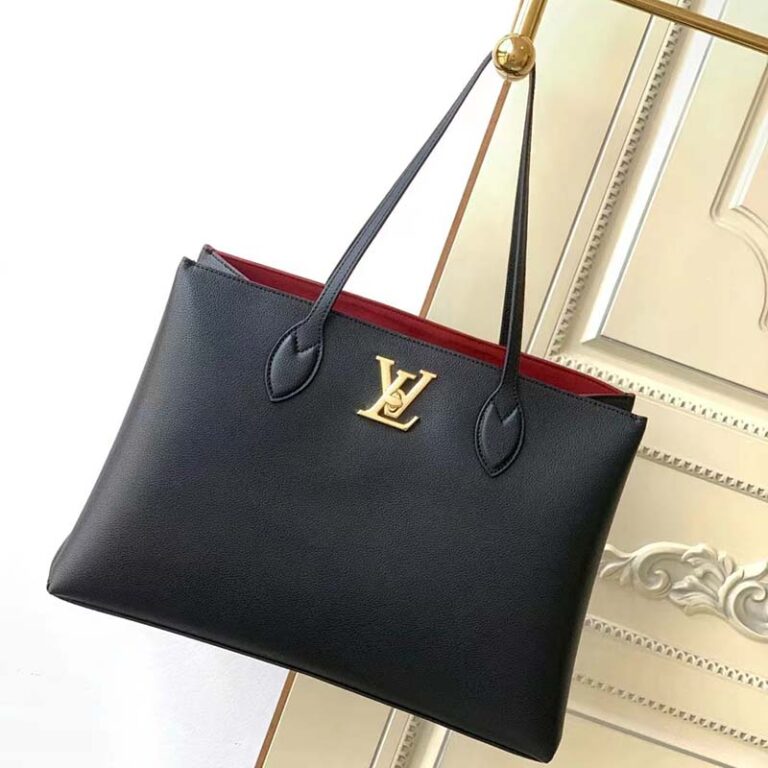 Louis Vuitton LV Women Lockme Shopper Black Grained Calf Leather LULUX