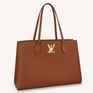 Louis Vuitton LV Women Lockme Shopper Chataigne Brown Grained Calf Leather