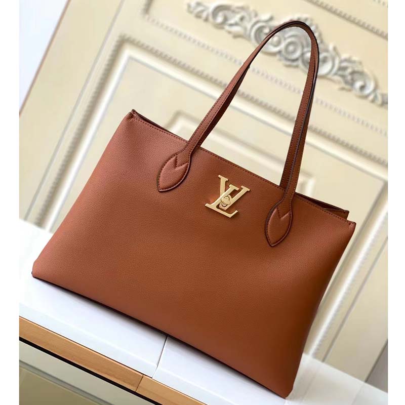 LOUIS VUITTON Grained Calfskin Lockme Tender Chataigne Brown 963603