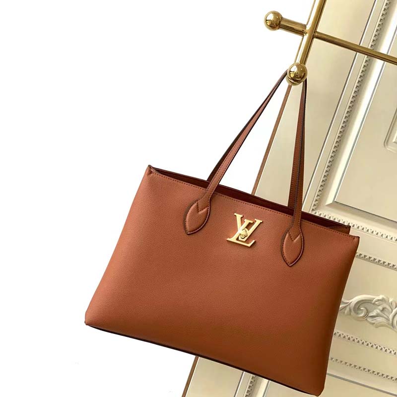 Louis Vuitton Chataigne Calfskin Leather Lockme Shopper Tote Bag