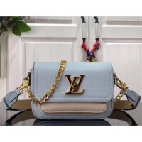 Louis Vuitton LV Women Lockme Tender Bleu Nuage Blue Grained Calf Leather (12)