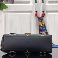 Louis Vuitton LV Women Madeleine BB Handbag Black Beige Embossed Grained Cowhide Leather (6)
