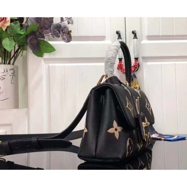 Louis Vuitton LV Women Madeleine BB Handbag Black Beige Embossed Grained Cowhide Leather (5)