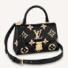 Louis Vuitton LV Women Madeleine BB Handbag Black Beige Embossed Grained Cowhide Leather