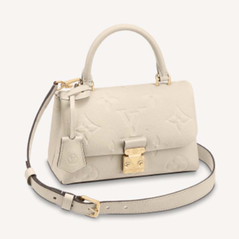 Louis Vuitton LV Women Madeleine BB Handbag Crème Beige Embossed Grained  Cowhide - LULUX