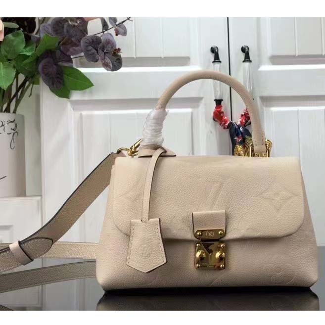 Louis Vuitton LV Women Madeleine BB Handbag Crème Beige Embossed Grained  Cowhide - LULUX