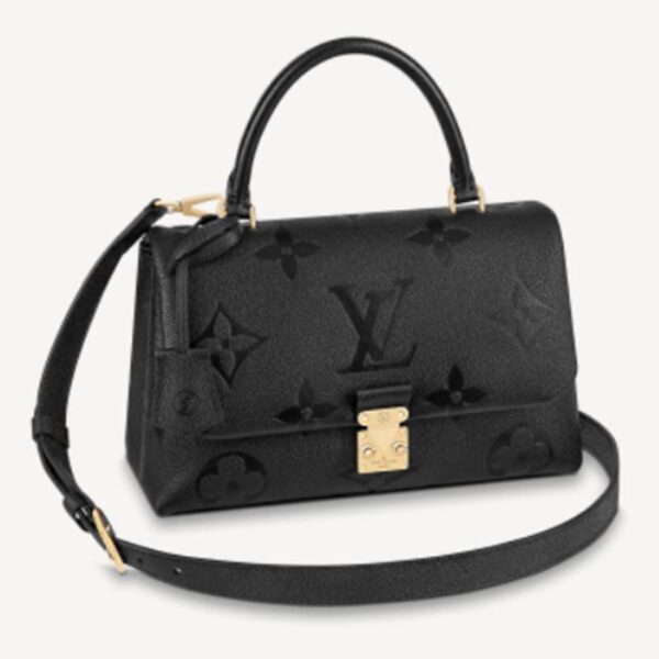 Louis Vuitton LV Women Madeleine MM Handbag Black Embossed Grained Cowhide Leather (13)