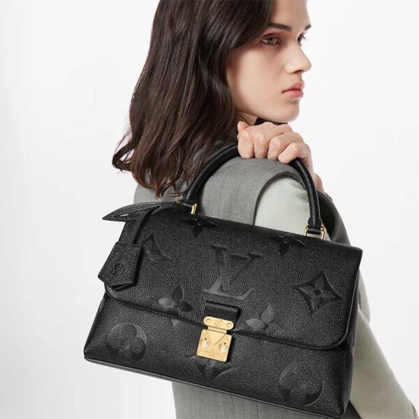 Louis Vuitton LV Women Madeleine MM Handbag Black Embossed Grained Cowhide Leather (15)