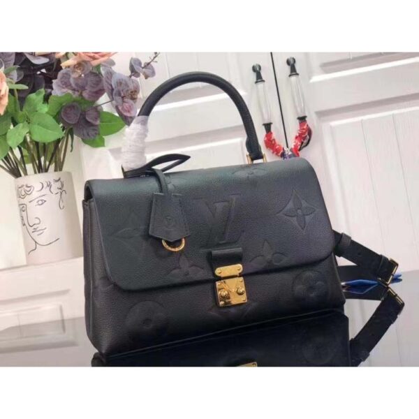 Louis Vuitton LV Women Madeleine MM Handbag Black Embossed Grained Cowhide Leather (7)