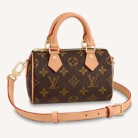 Louis Vuitton LV Women Nano Speedy Bag Brown Monogram Coated Canvas Cowhide (10)