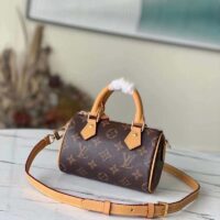 Louis Vuitton LV Women Nano Speedy Bag Brown Monogram Coated Canvas Cowhide (10)