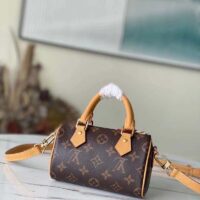 Louis Vuitton LV Women Nano Speedy Bag Brown Monogram Coated Canvas Cowhide (10)