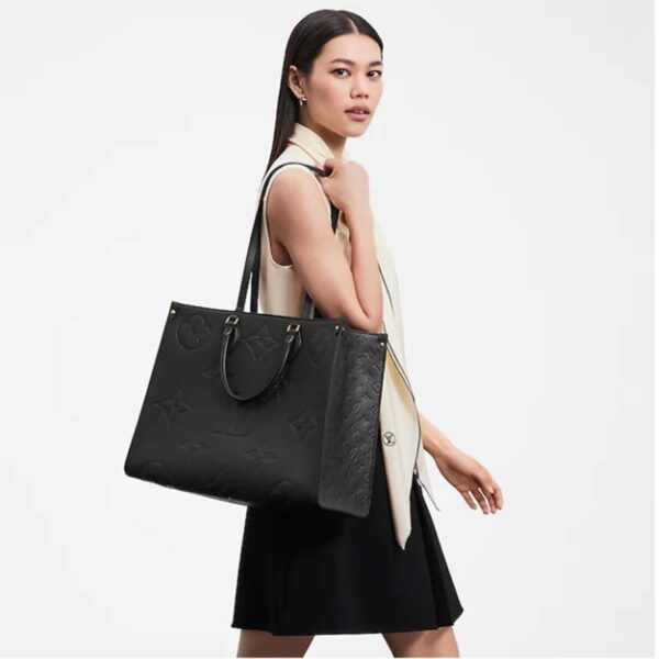 Louis Vuitton LV Women OnTheGO GM Tote Bag Black Monogram Embossed Leather (10)
