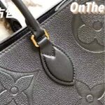 Louis Vuitton LV Women OnTheGO GM Tote Bag Black Monogram Embossed Leather - Image 9