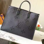 Louis Vuitton LV Women OnTheGO GM Tote Bag Black Monogram Embossed Leather - Image 3