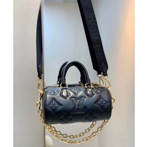 Louis Vuitton LV Women Papillon BB Handbag Black Quilted Embroidered Smooth Calf (10)