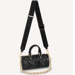 Louis Vuitton LV Women Papillon BB Handbag Black Quilted Embroidered Smooth Calf