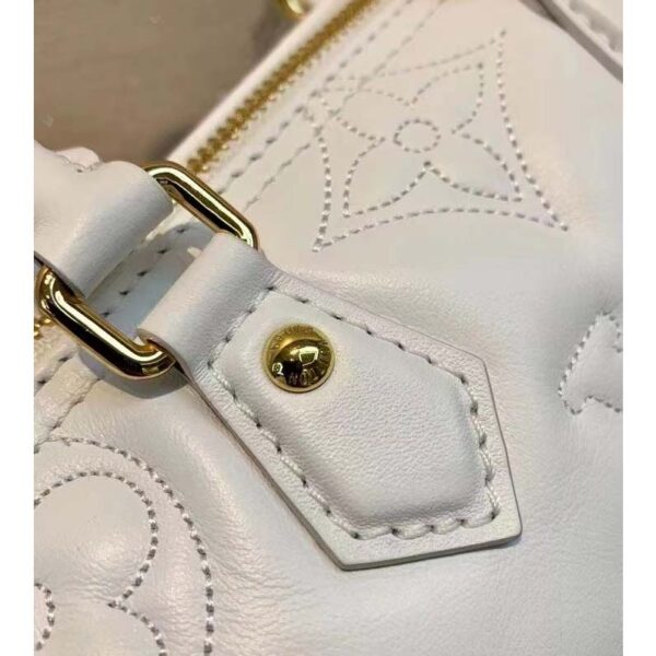 Louis Vuitton LV Women Papillon BB Handbag White Quilted Embroidered Smooth Calf (10)