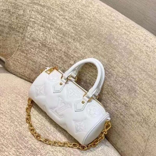 Louis Vuitton LV Women Papillon BB Handbag White Quilted Embroidered Smooth Calf (11)