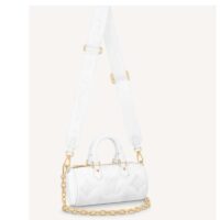 Louis Vuitton LV Women Papillon BB Handbag White Quilted Embroidered Smooth Calf (12)