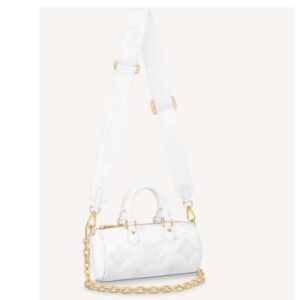 Louis Vuitton LV Women Papillon BB Handbag White Quilted Embroidered Smooth Calf