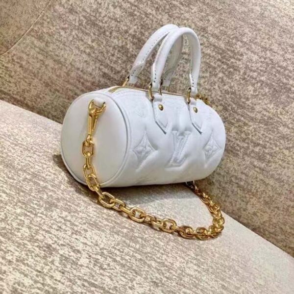 Louis Vuitton LV Women Papillon BB Handbag White Quilted Embroidered Smooth Calf (13)