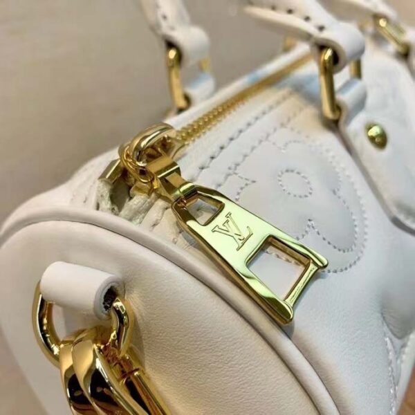Louis Vuitton LV Women Papillon BB Handbag White Quilted Embroidered Smooth Calf (9)