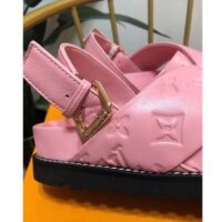 Louis Vuitton LV Women Paseo Flat Comfort Sandal Pink Monogram Embossed Lambskin (4)