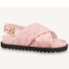 Louis Vuitton LV Women Paseo Flat Comfort Sandal Pink Monogram Embossed Lambskin