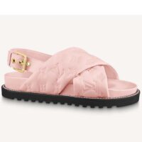 Louis Vuitton LV Women Paseo Flat Comfort Sandal Pink Monogram Embossed Lambskin (4)