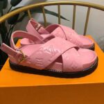 Louis Vuitton LV Women Paseo Flat Comfort Sandal Pink Monogram Embossed Lambskin - Image 2