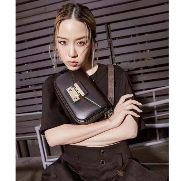 Louis Vuitton LV Women Swing Black Calfskin Leather Monogram Canvas S Lock (4)