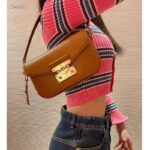 Louis Vuitton LV Women Swing Brown Calfskin Leather Monogram Canvas S Lock - Image 13