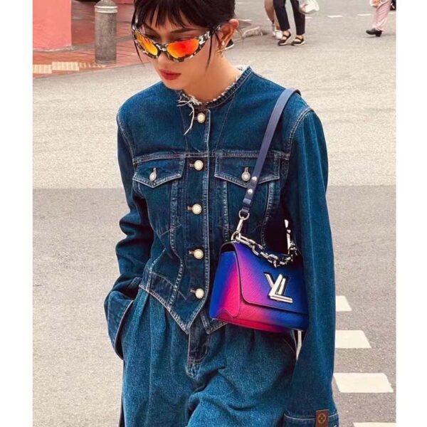 Louis Vuitton LV Women Twist PM Handbag Blue Epi Grained Cowhide Leather (14)