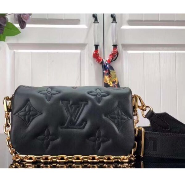Louis Vuitton LV Women Wallet On Strap Black Monogram Embroidered Leather (9)