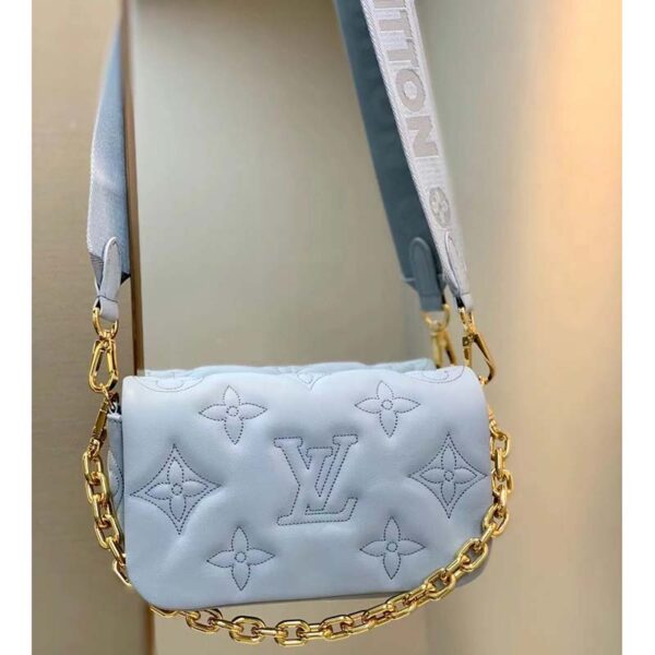 Louis Vuitton LV Women Wallet On Strap Bubblegram Blue Monogram Embroidered Quilted Calf (10)