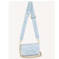 Louis Vuitton LV Women Wallet On Strap Bubblegram Blue Monogram Embroidered Quilted Calf (5)