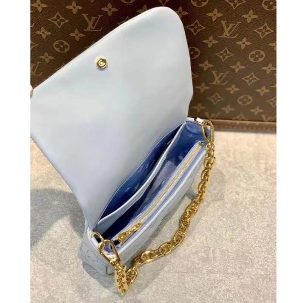 Louis Vuitton LV Women Wallet On Strap Bubblegram Blue Monogram Embroidered Quilted Calf (8)