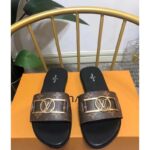 Louis Vuitton Unisex Lock It Flat Mule Brown Patent Monogram Canvas Leather Outsole - Imagen 3